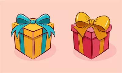 تصویر وکتور مسطح جعبه هدیه به سبک کارتون با جزئیات جذاب