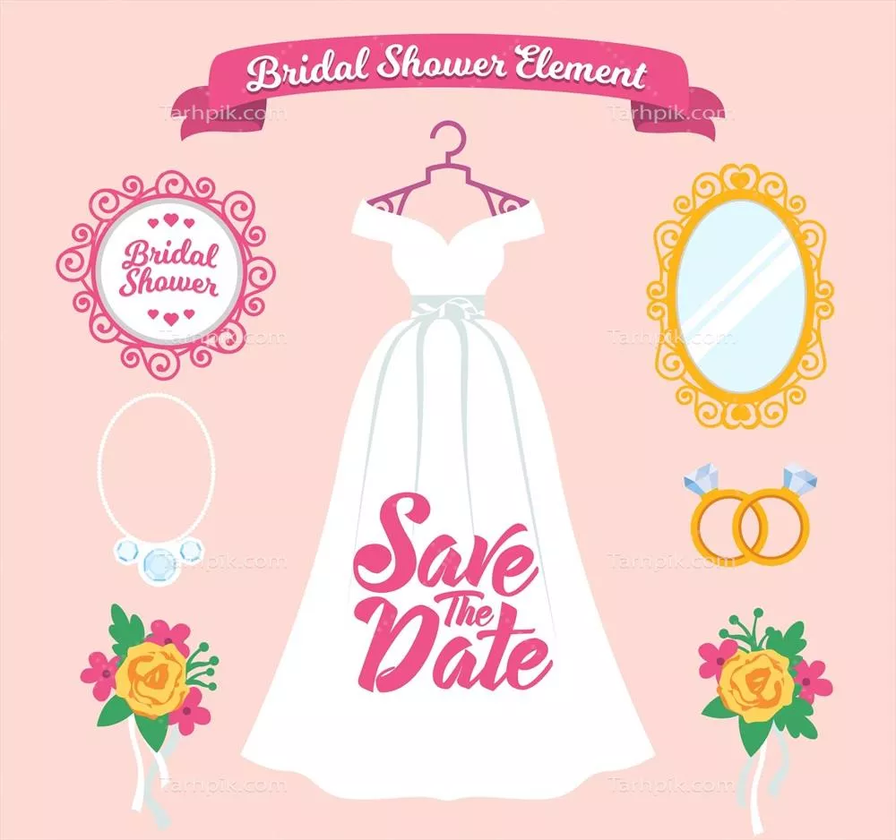 بسته مسطح عروسی همراه با اکسسوری های زنانه وکتوری زیبا