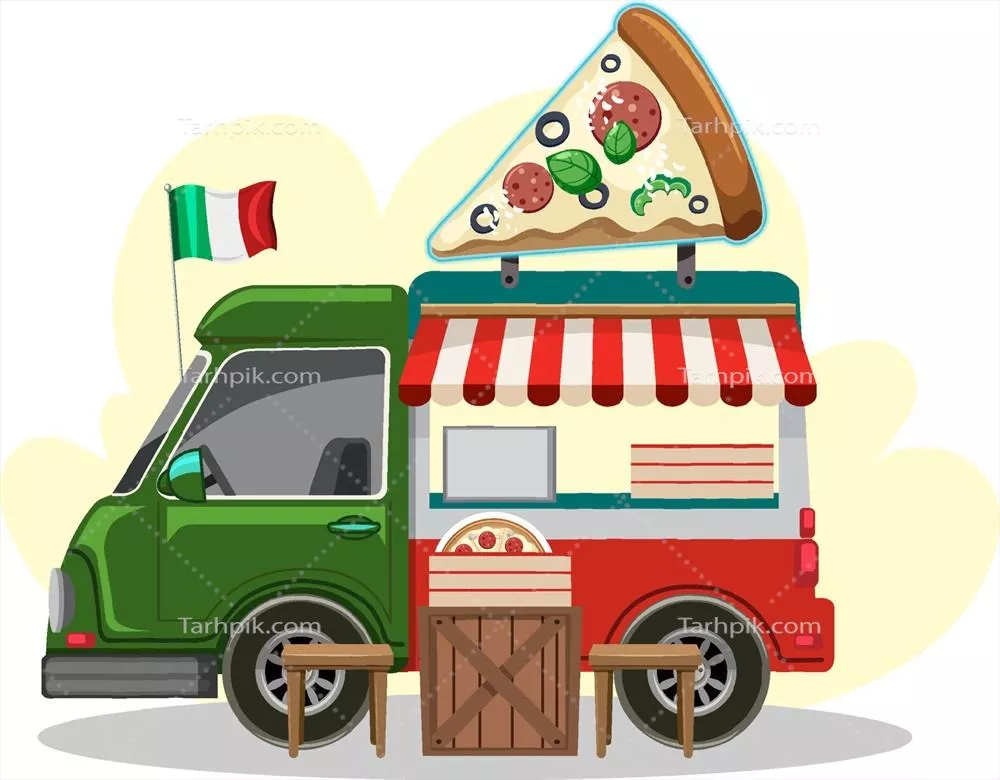 وکتور مفهوم بازار دستفروشی با یک کامیون غذایی: تجربهای متنوع در فضای باز