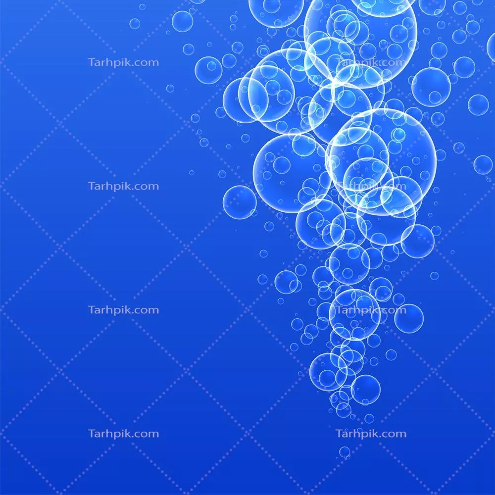 حبابهای آب شناور بر روی پسزمینه آبی - طراحی وکتور