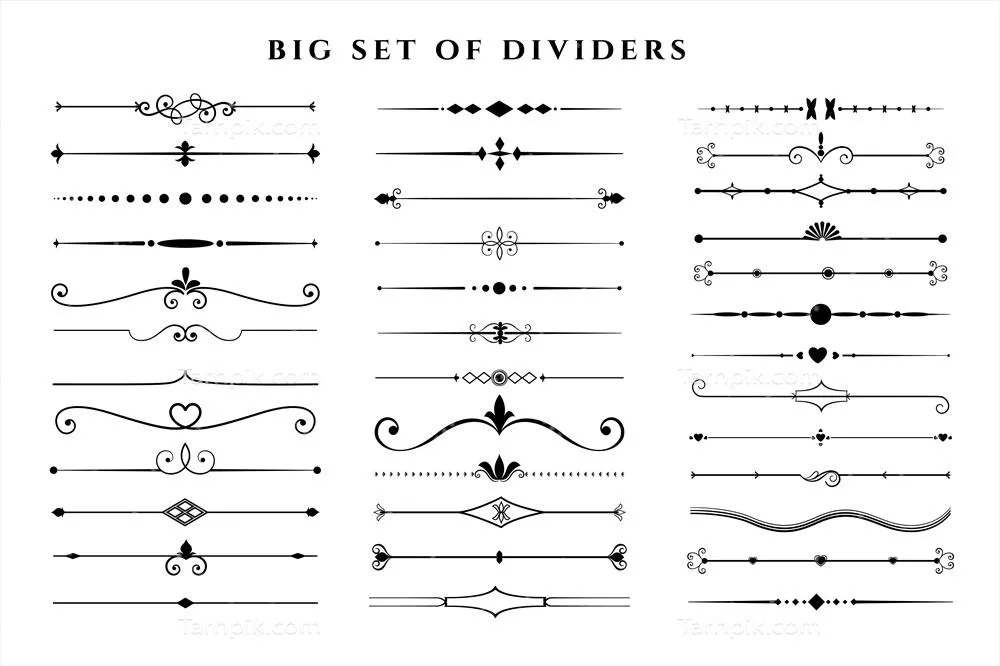 وکتور مجموعه بزرگ عناصر دکوری شامل خطفاصلهای گلدار با کیفیت و زیاد
