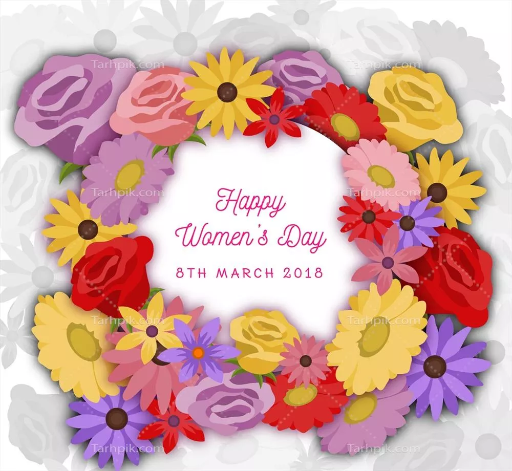 طرح وکتور پس زمینه برای روز جهانی زن با گل های زیبا