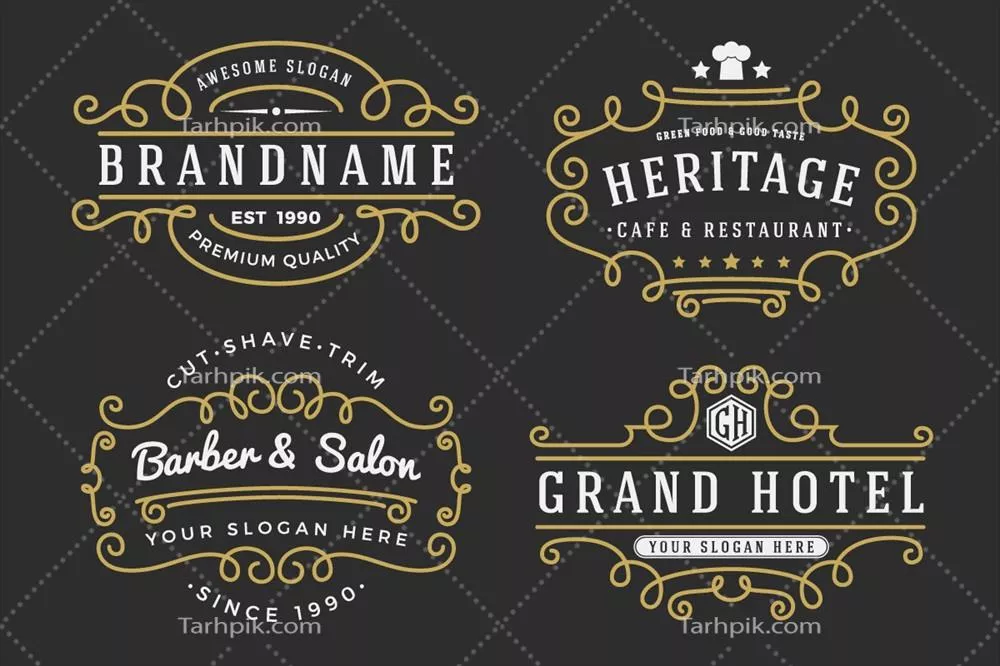 وکتور فریم گلچین برای برچسبها، بنر، لوگو، نشان، منو و دیگر طراحیهای وینتیج با تزئینات کالیگرافی