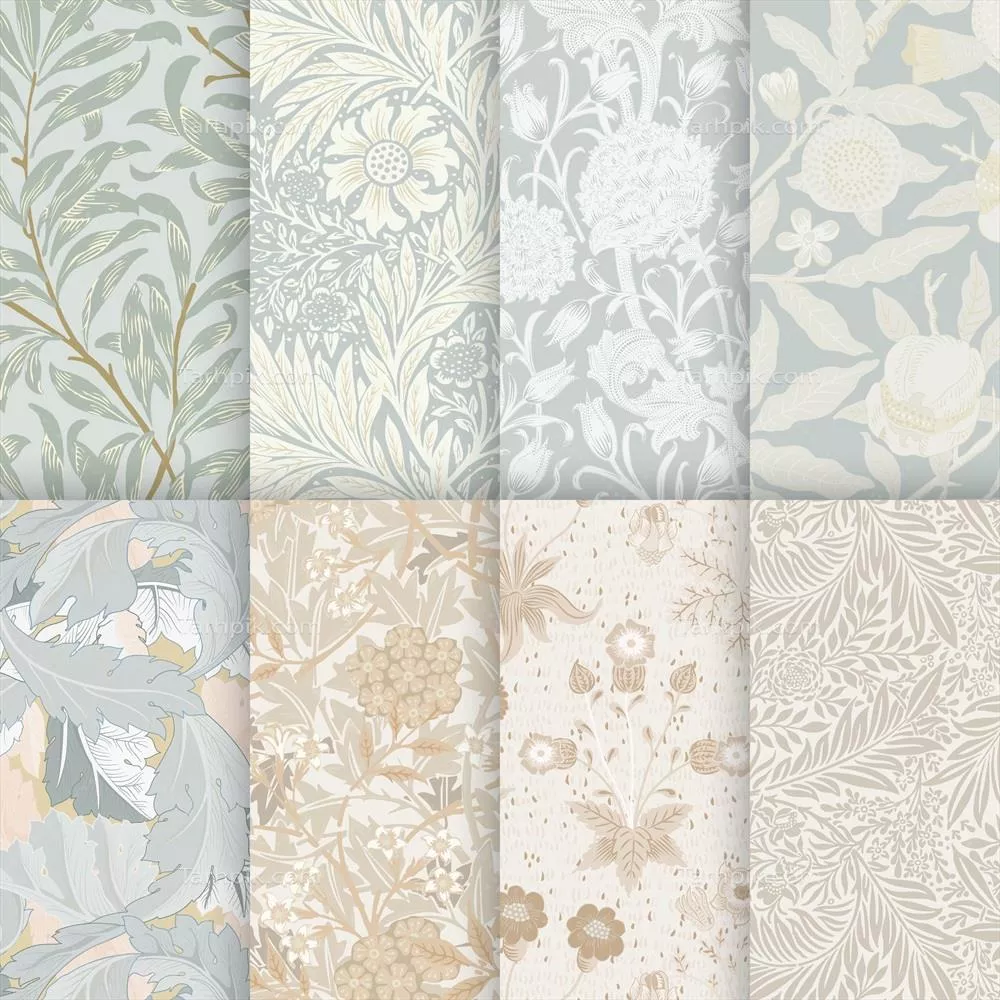 مجموعه الگوهای وکتوری گلدار با طراحی های متنوع و رنگارنگ