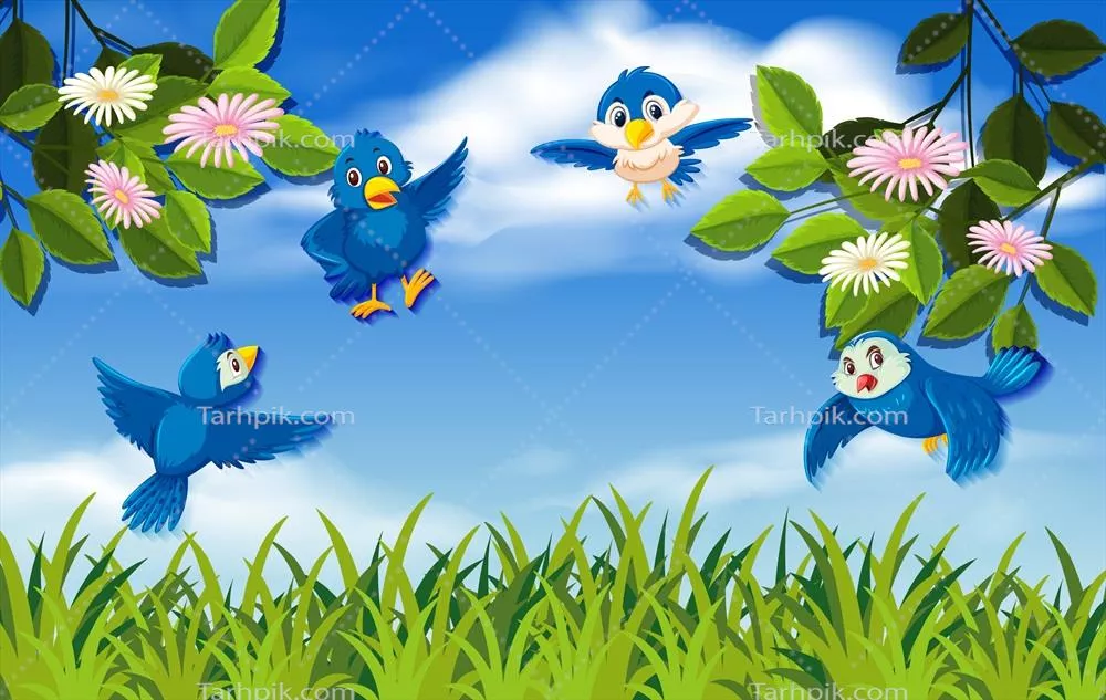 وکتور تصویرسازی پرندگان آبی پرنده در طبیعت با زیبایی خیرهکننده