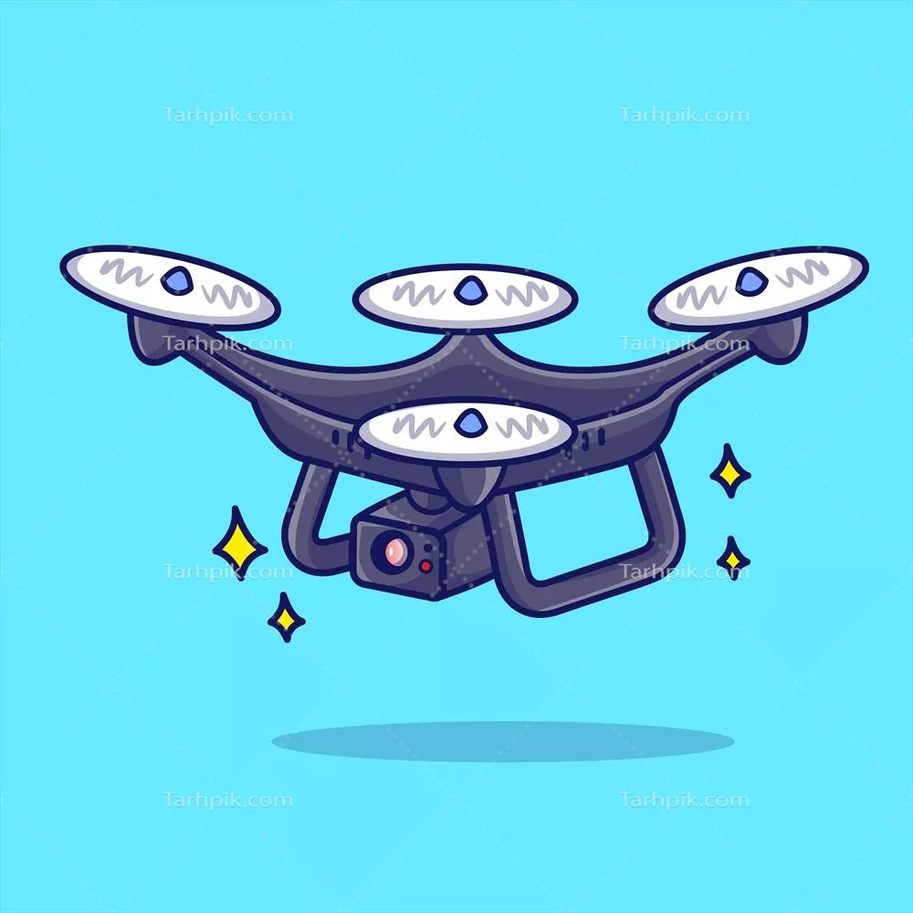 وکتور آیکون کارتونی دوربین پرنده با طراحی و مفهوم تکنولوژی مسطح و جداشده