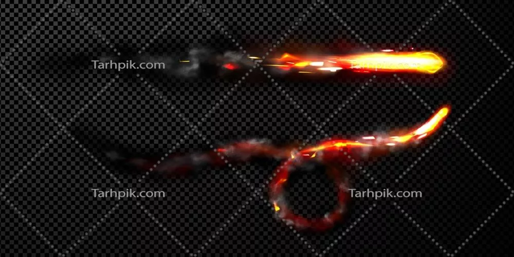 موشک پروازی با رد آتش و دود سیاه - تصویر وکتوری