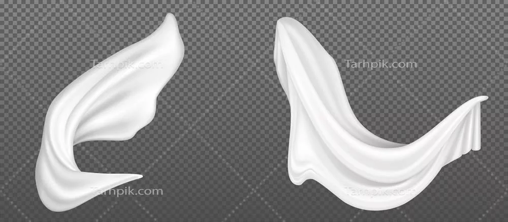 طرح وکتوری از پارچه ابریشم سفید در حال پرواز