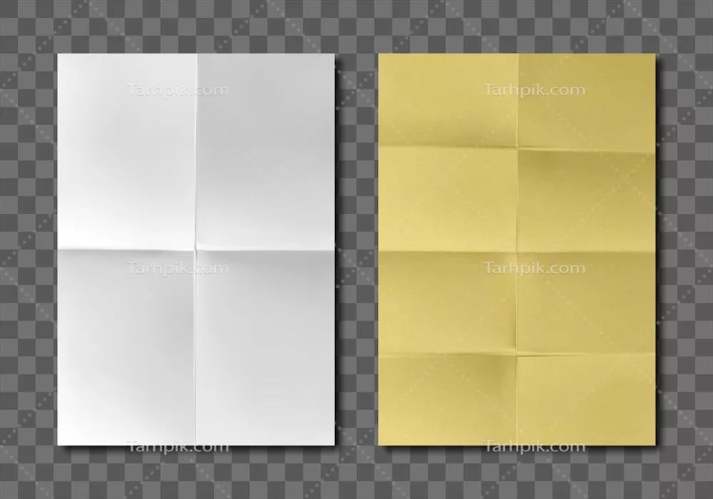 صفحات کاغذی تا شده سفید و زرد با طراحی وکتور