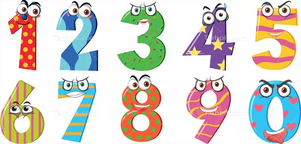 وکتور طراحی قلم برای اعداد یک تا صفر بر روی پس زمینه سفید