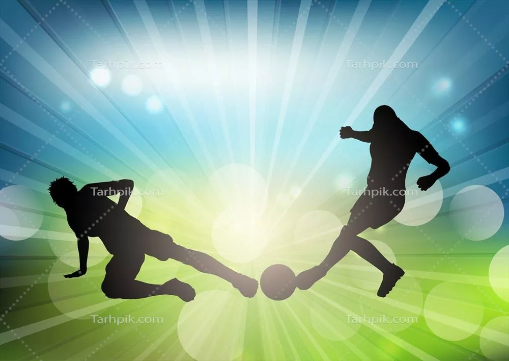 سیلوئت های بازیکنان فوتبال با پس زمینه مات و وکتوری
