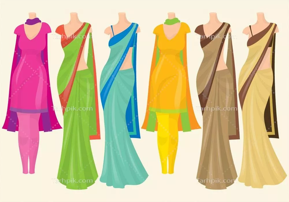 وکتور کتابچه طراحی لباسهای هندی: تاریخ، سنت و الگوهای پارچه و اکسسوریها