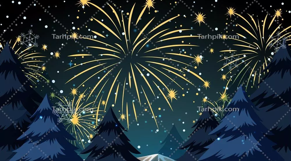 وکتور جشنواره آتش بازی در جنگل: نمای گرافیکی شگفتانگیز