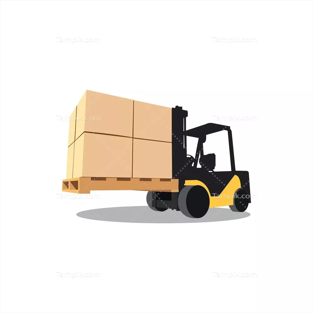 تصویر وکتوری لیفتراک با جعبه های بارگذاری شده – نمایی جذاب و مفید