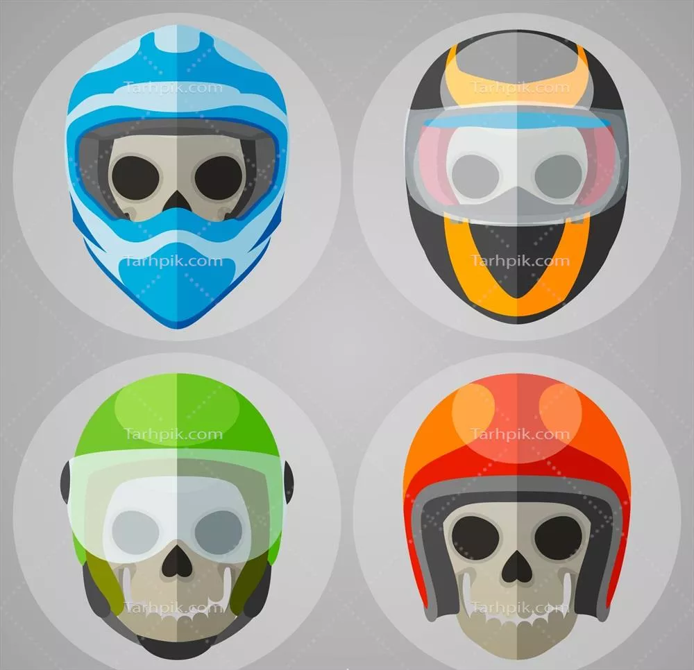 طرح وکتور چهار جمجمه با کلاه های رنگارنگ و خلاقانه