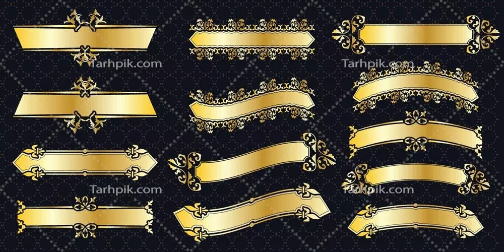 وکتور قاب با حاشیه زینتی و کلاسیک به رنگ طلایی - طراحی سنتی و مجلل