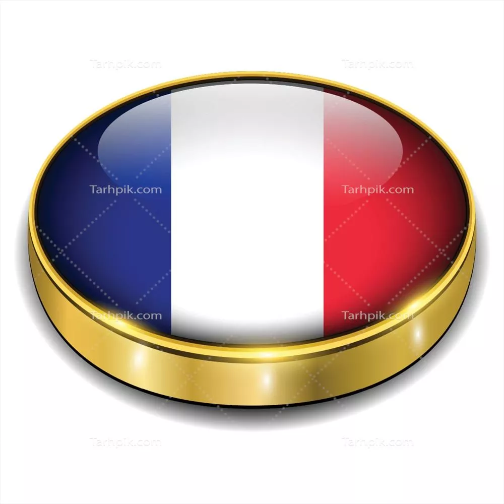 دکمه سه بعدی پرچم فرانسه - طراحی وکتور برای استفاده در پروژهها