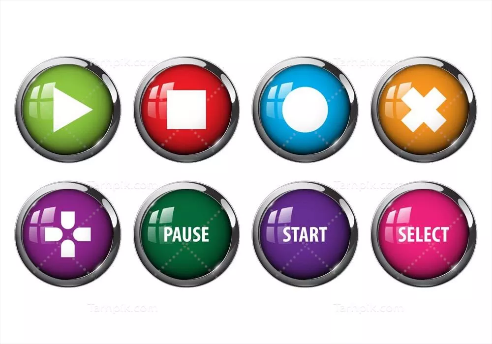 مجموعه وکتورهای دکمههای آرکید – شماره 6 با طراحیهای متنوع
