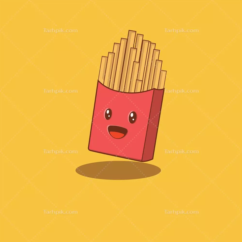 تصویر وکتوری بامزه از سیبزمینی سرخکرده به سبک کارتون