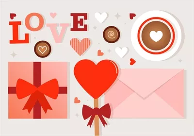 عناصر طراحی شده به سبک وکتور برای روز ولنتاین به منظور استفاده در وب و تبلیغات