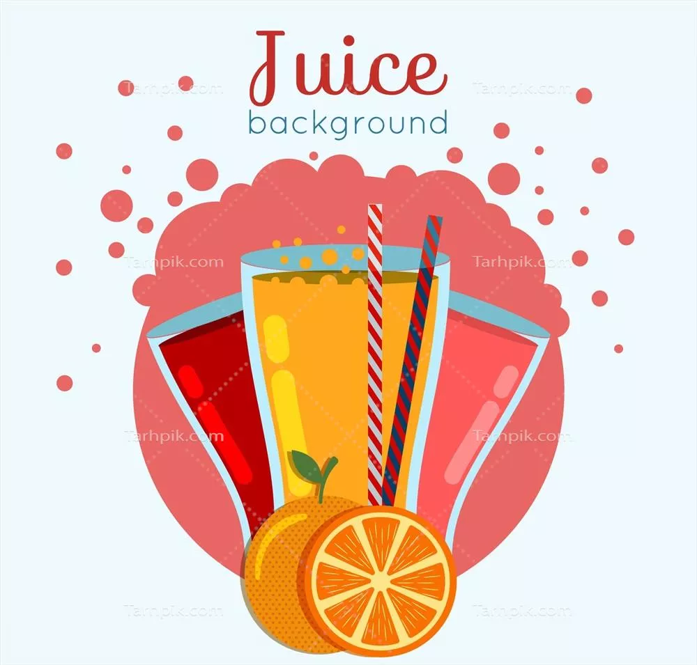 الگوی وکتوری پس زمینه آب میوه با طراحی میوه های تازه