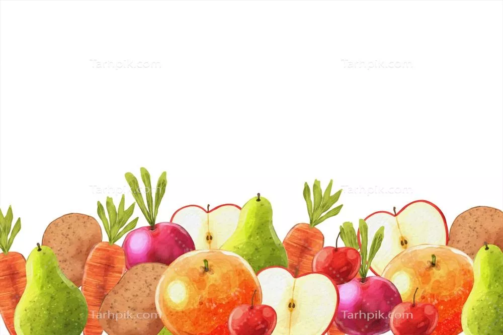 پسزمینه وکتور میوهها و سبزیجات با طراحی جذاب و متنوع
