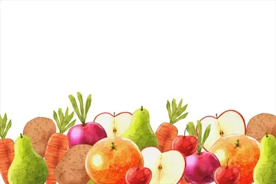 پسزمینه وکتور میوهها و سبزیجات با طراحی جذاب و متنوع