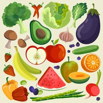 مدل وکتوری زمینه میوهها و سبزیجات با دو سبک مختلف