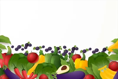طراحی وکتور پسزمینه میوه و سبزیجات به سبک مدرن و جذاب