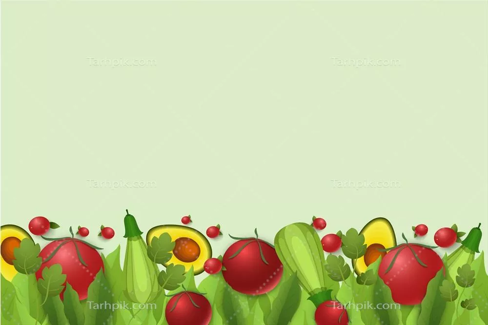 مجموعه وکتوری از میوهها و سبزیجات رنگارنگ و متنوع