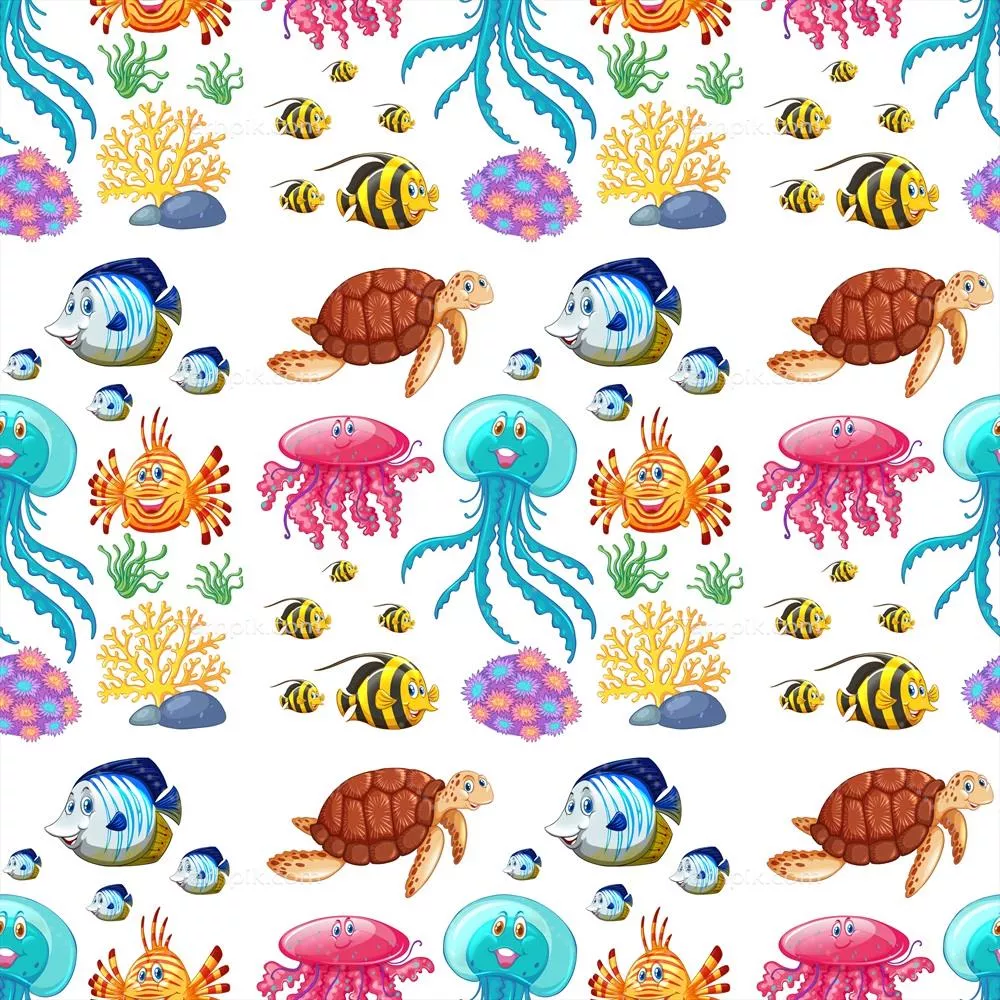 وکتور الگوی بی نظیر و سرگرم کننده از زندگی دریایی با تصویرسازی شگفت انگیز