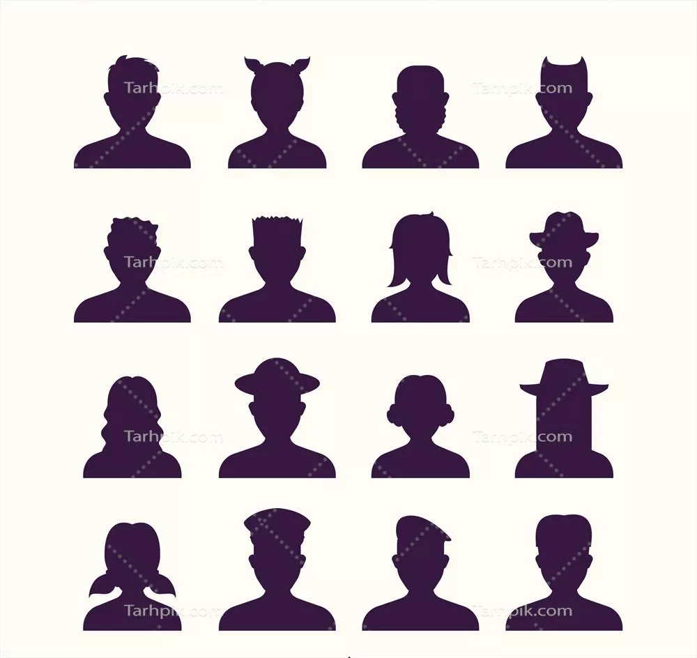 آواتارهای سیلوئت متنوع و سرگرم‌کننده به‌صورت وکتور