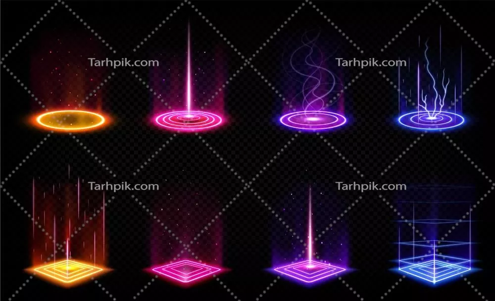 پورتالهای دیجیتال FUTURISTIC با درخشش نئونی در طراحی و گرافیک وکتور