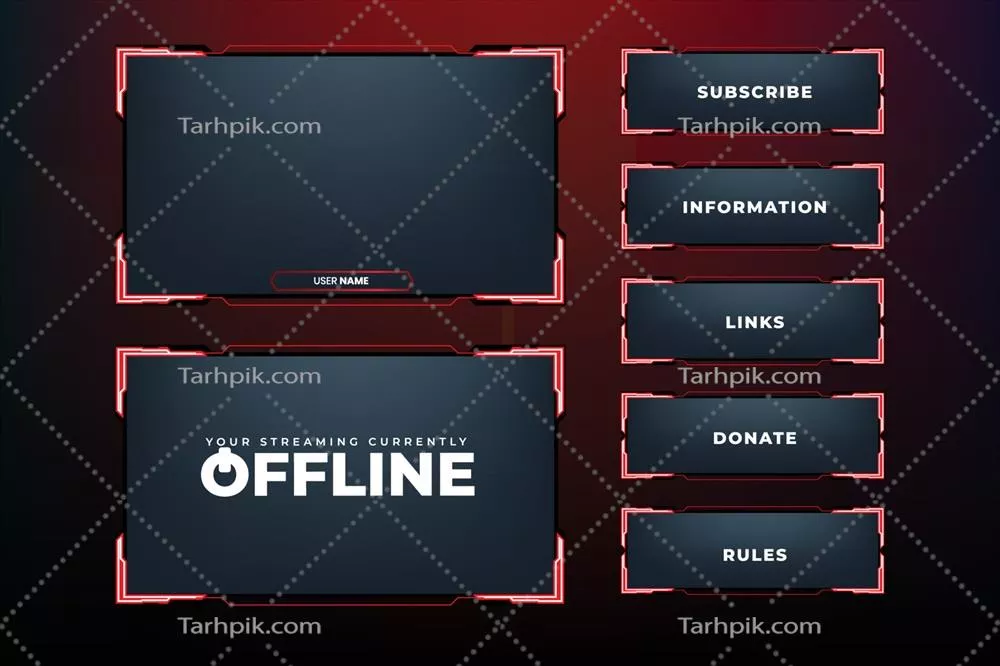 وکتور طراحی فریم نمایشگر نئونی آینده‌نگر با رنگ‌های قرمز و سفید