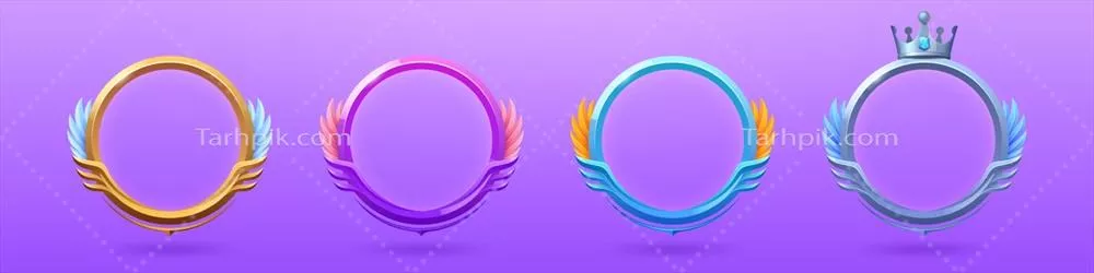 وکتور فریم‌های آواتار بازی با پرها و تاج - طراحی خاص و جذاب