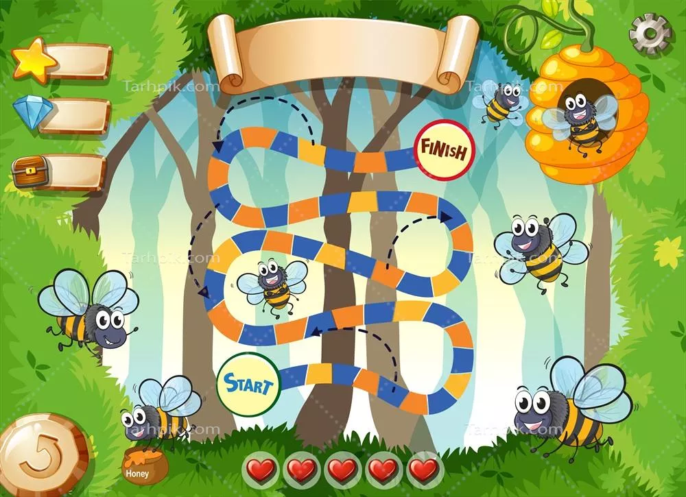 طراحی بازی با پسزمینهی وکتور زنبورهای در حال پرواز