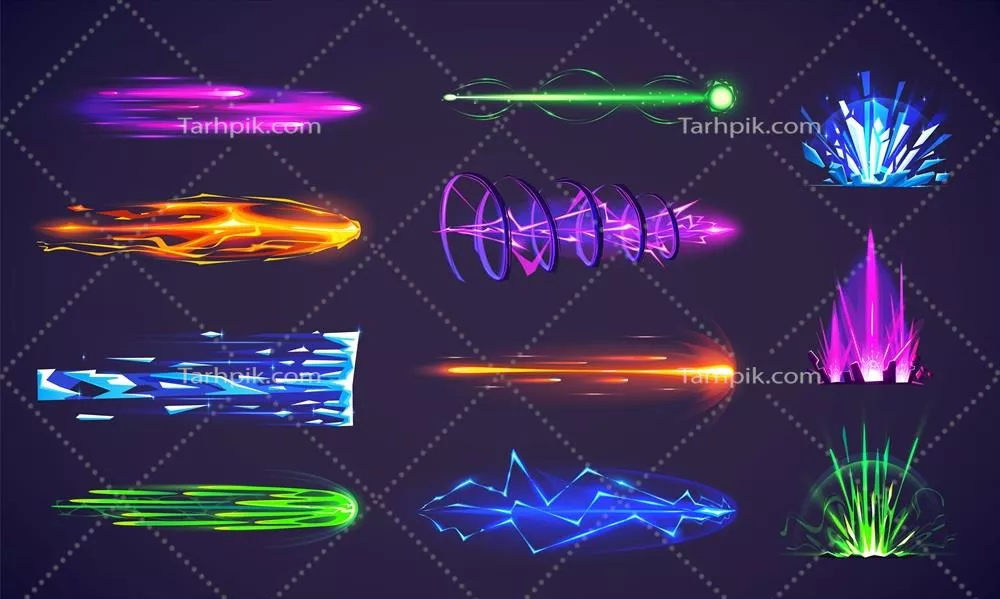 وکتور تاثیرات بازی: اشعههای جادویی و اثرات لیزر در تیراندازی