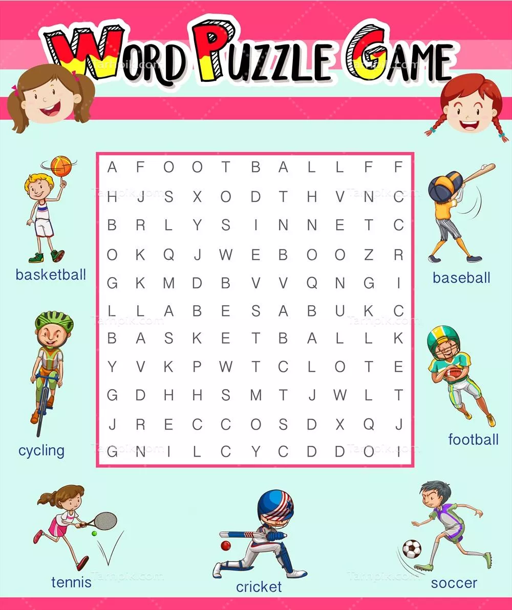 الگوی بازی با کلمات در مورد ورزشها با طراحی وکتور جذاب