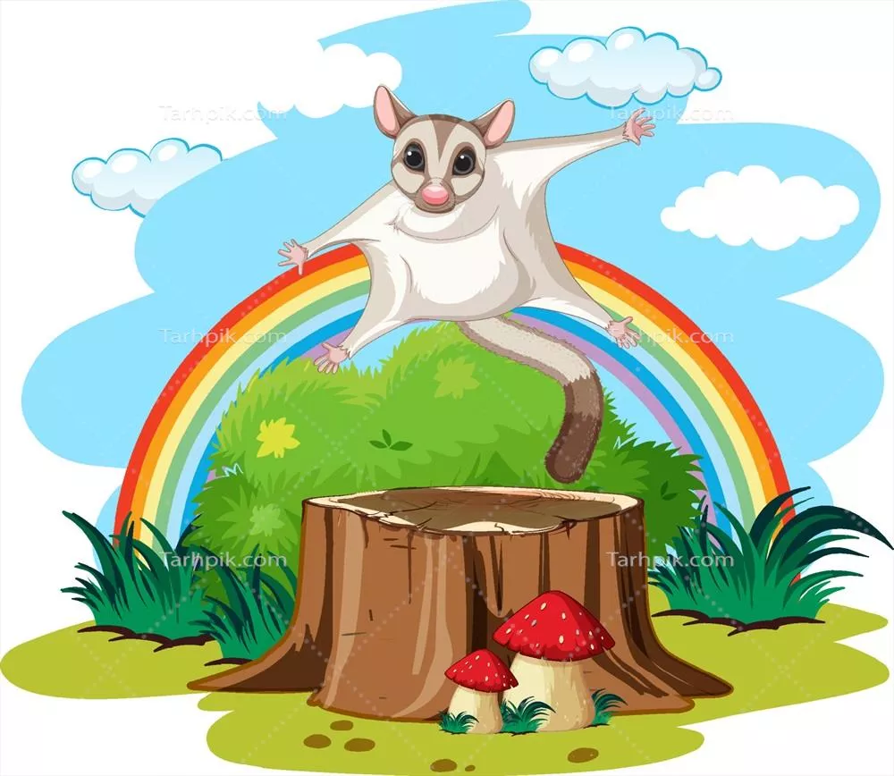 وکتور صحنهای از باغ با پرندهزوزش شکر بر روی چوب