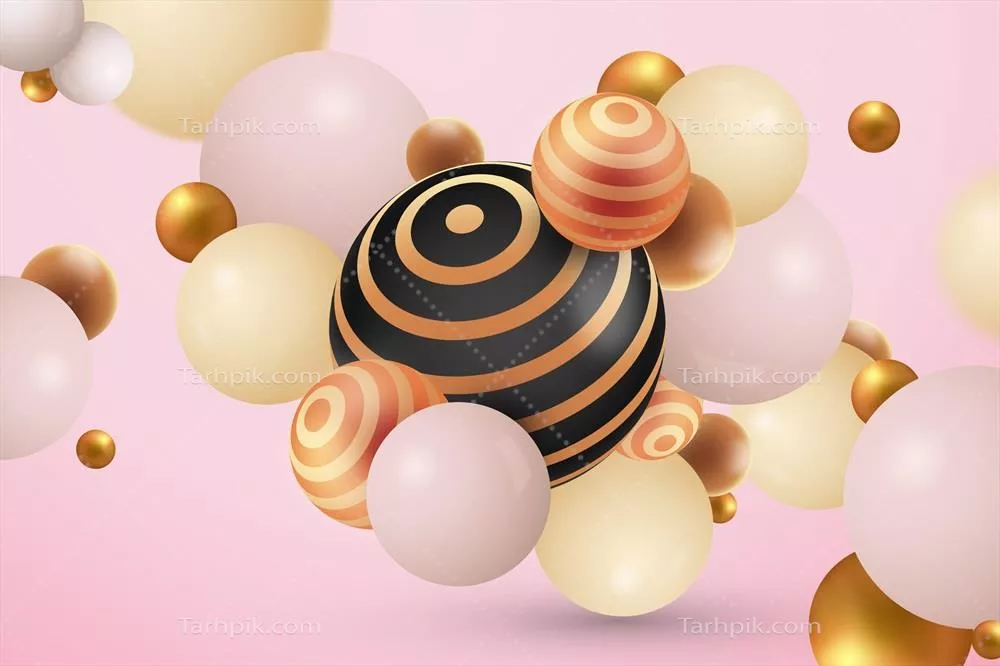 پسزمینه هندسی با کرههای واقعگرایانه - وکتور با کیفیت بالا