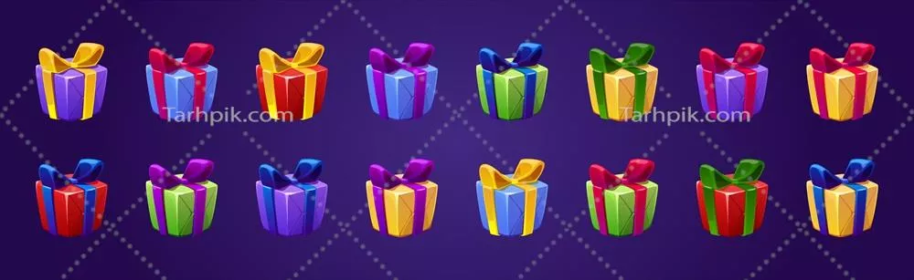 جعبههای هدیه رنگارنگ با کاغذ کادو زیبا و طراحی وکتور