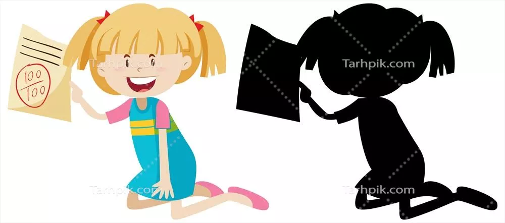 سایه‌نمای دختر با نمرات بالا در امتحان - تصویر وکتور