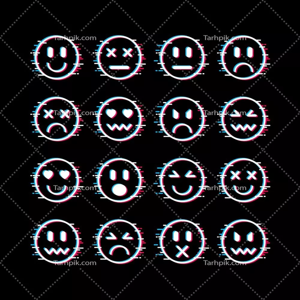 مجموعه ایموجی های گلیچ: طراحی وکتور با جلوه های خاص