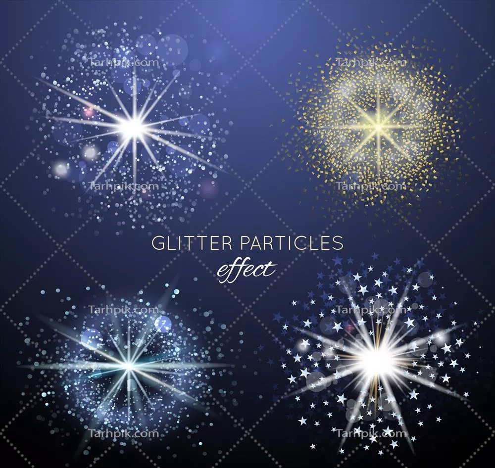 مجموعه وکتور افکت ذرات درخشان و براق برای طراحی گرافیکی