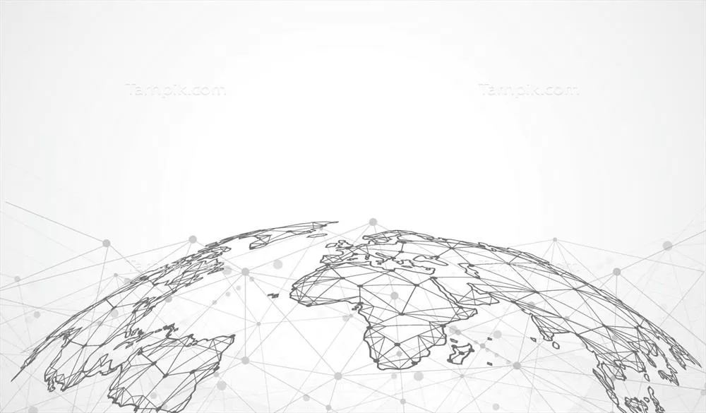 وکتور طراحی مفهومی نقشه جهانی با نقاط و خطوط اتصال شبکه‌ جهانی کسب و کار