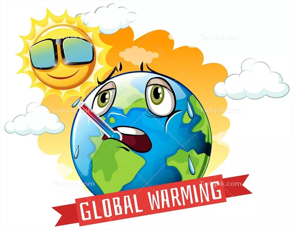 تصویر وکتوری تغییرات اقلیمی و گرمایش جهانی با محوریت زمین و آتش