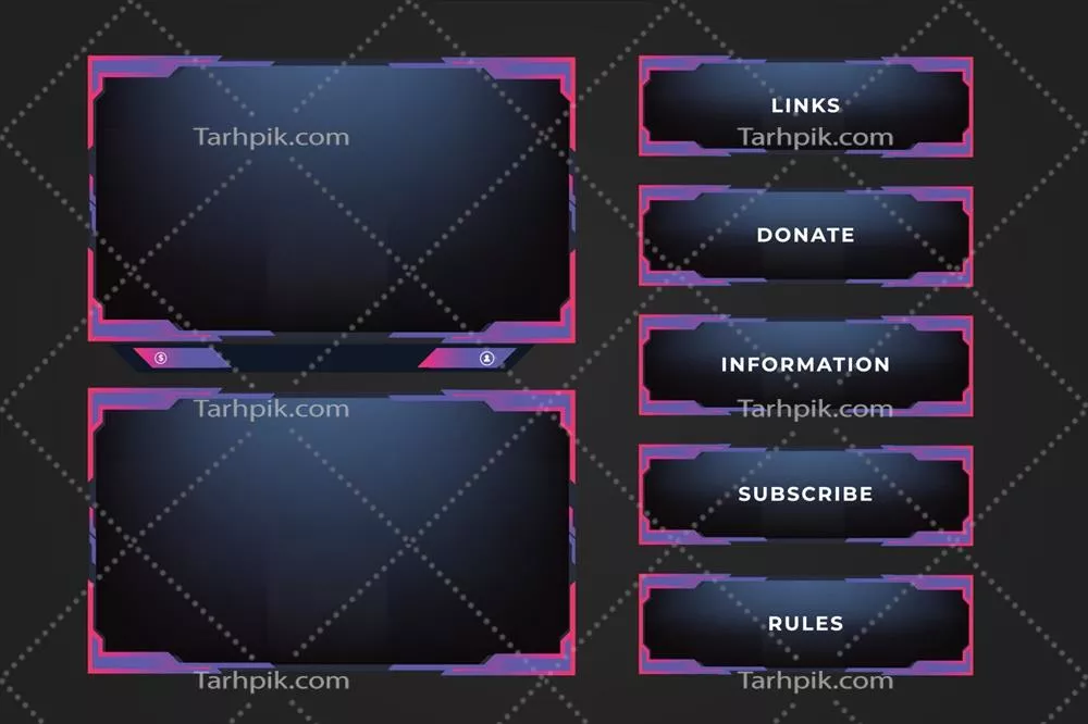 وکتور عناصر تزئینی و لبه صفحه نمایشی براق برای بازی ها