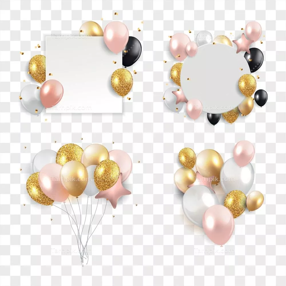 وکتور ایده تولد خوشحال با بالونهای براق ایزوله شده