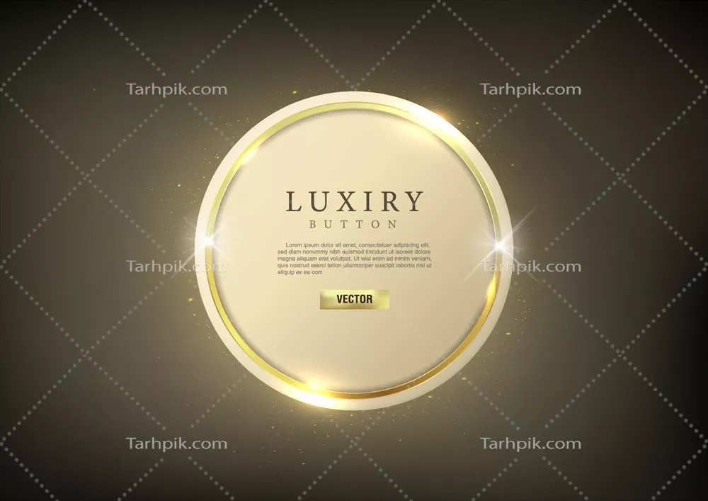 وکتور دکمه وب دایرهای با لبه طلا و براقیت لوکس