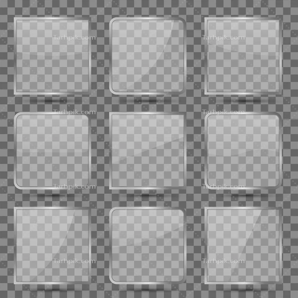 طراحی وکتور ست شیشهای مربعی براق برای دکوراسیون داخلی
